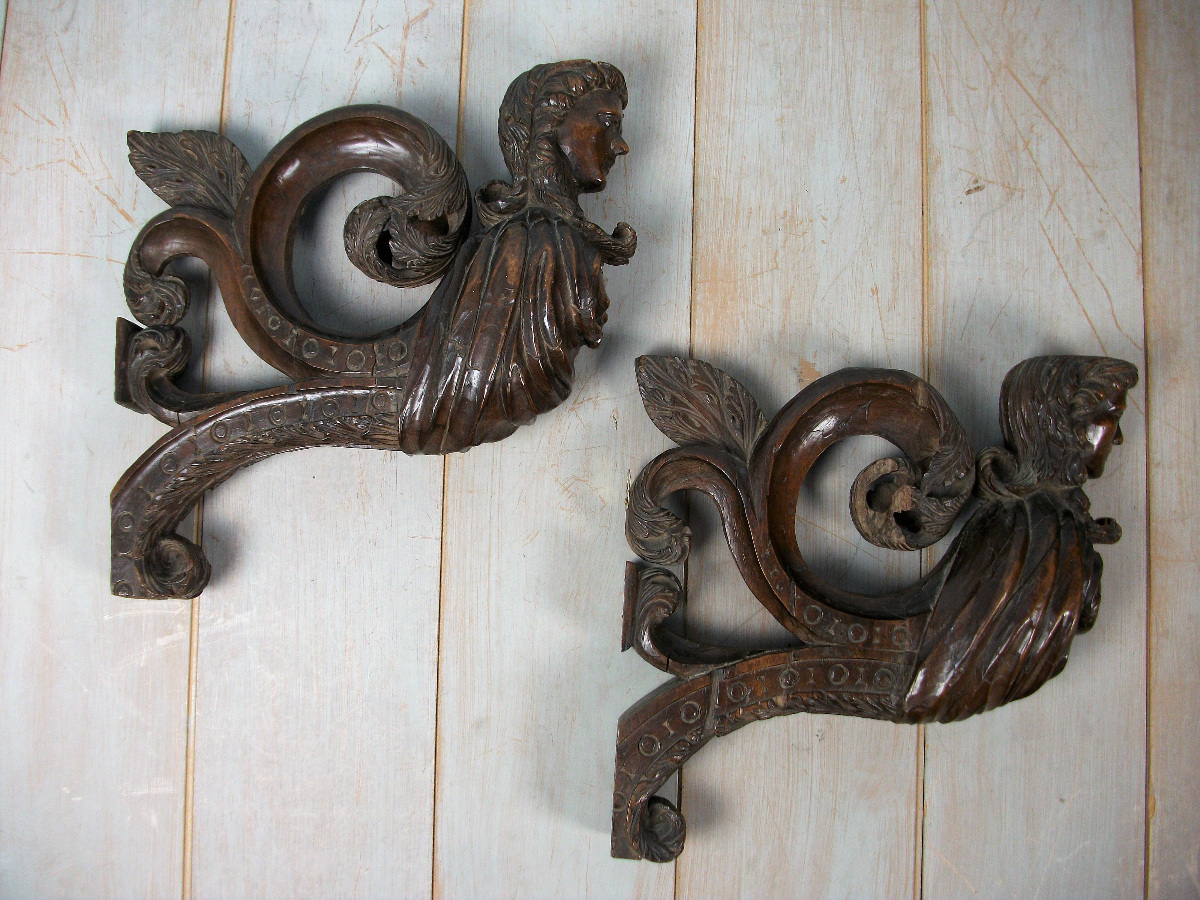 18th century walnut carvings